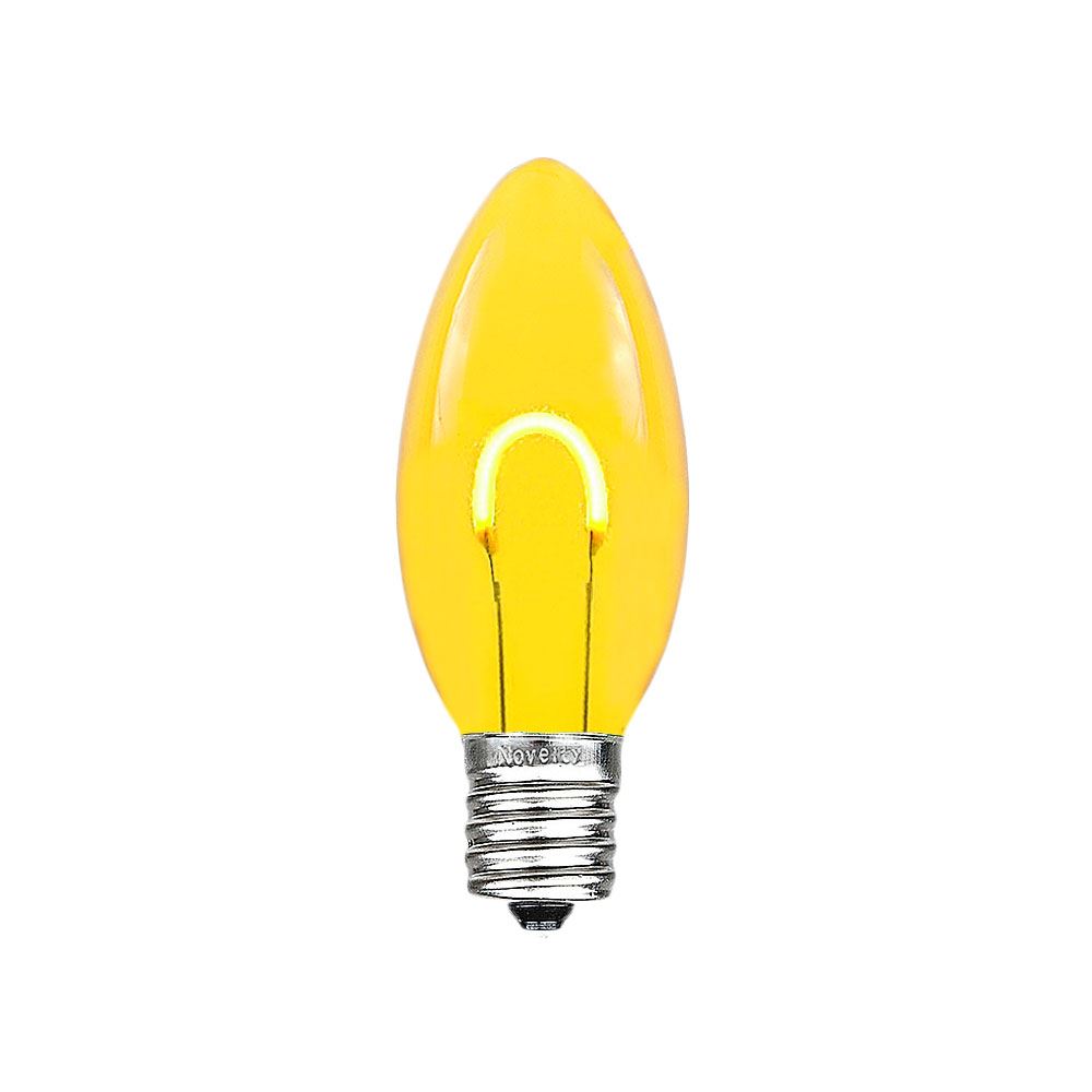 Picture of Yellow C9 U-Shaped LED Plastic Flex Filament Replacement Bulbs 25 Pack 