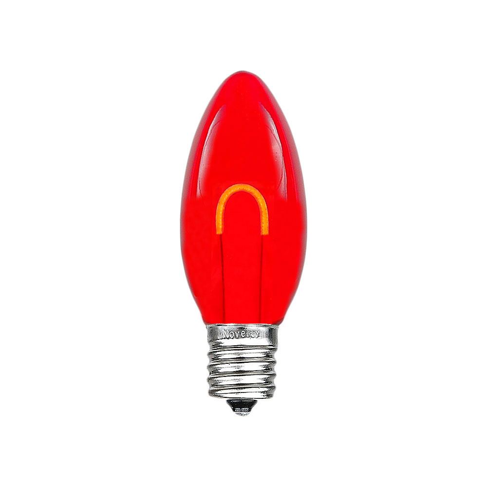 Picture of Red C9 U-Shaped LED Plastic Flex Filament Replacement Bulbs 25 Pack 
