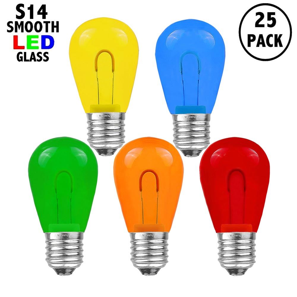Picture of Multi Colored S14 U-Shaped LED Glass Flex Filament Replacement Bulbs 25 Pack
