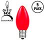 Picture of 5 Pack Red Ceramic Opaque C9 7 Watt Bulbs