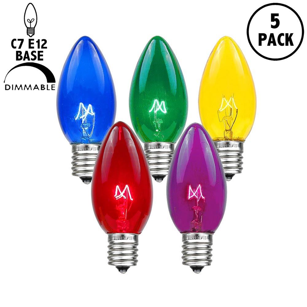 Picture of 5 Pack Assorted Transparent C7 5 Watt Bulbs