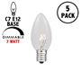 Picture of 5 Pack Clear Transparent C7 7 Watt Bulbs