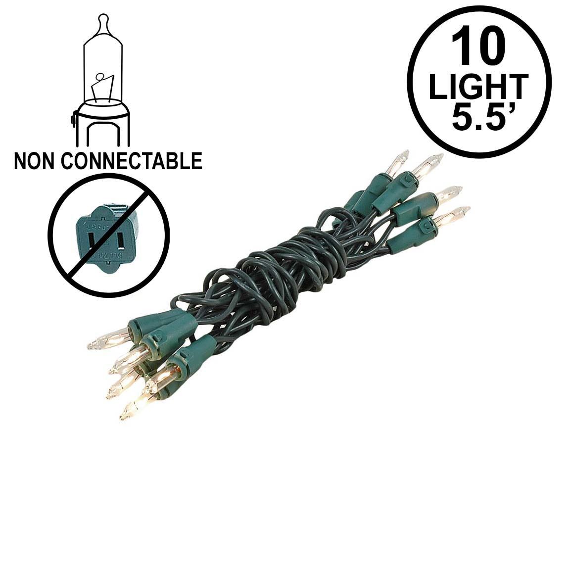 Picture of Non Connectable Green Wire Mini Lights 10 Light 5.5'