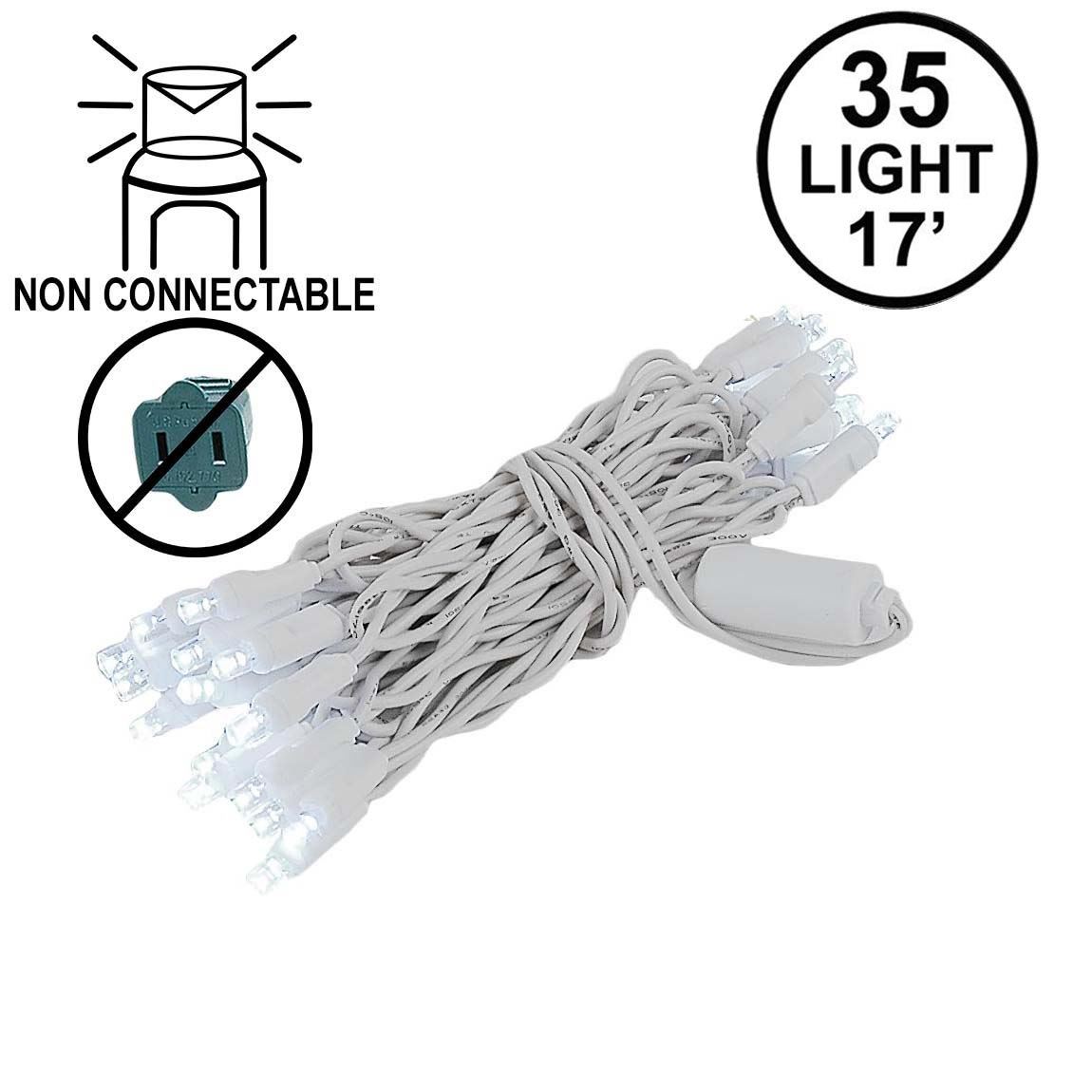 Picture of 35 Light Non Connectable Pure White LED Mini Lights White Wire