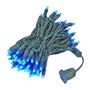 Picture of Commercial Grade Wide Angle 100 LED Blue 34' Long on Green Wire