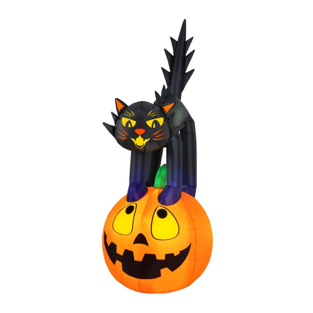 Picture of Occasions 7’ Inflatable Black Cat On Pumpkin - Halloween Yard Decoration