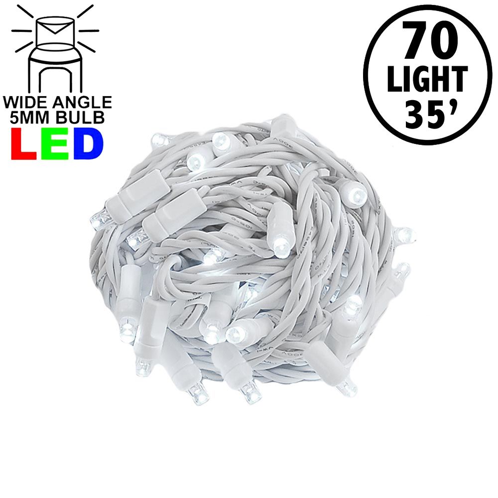 Picture of Commercial Grade Wide Angle 70 LED Pure White 35.5' Long on White Wire