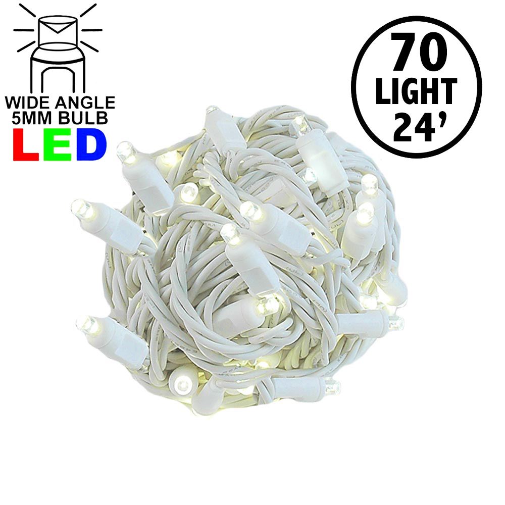 Picture of Commercial Grade Wide Angle 70 LED Warm White 24' Long on White Wire