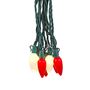 Picture of 25 Red & Warm White Ceramic LED C9 Pre-Lamped String Lights Green Wire