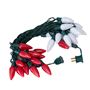 Picture of 25 Red & Pure White Ceramic LED C9 Pre-Lamped String Lights Green Wire