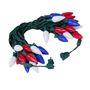 Picture of 25 Red, White & Blue Ceramic LED C9 Pre-Lamped String Lights Green Wire