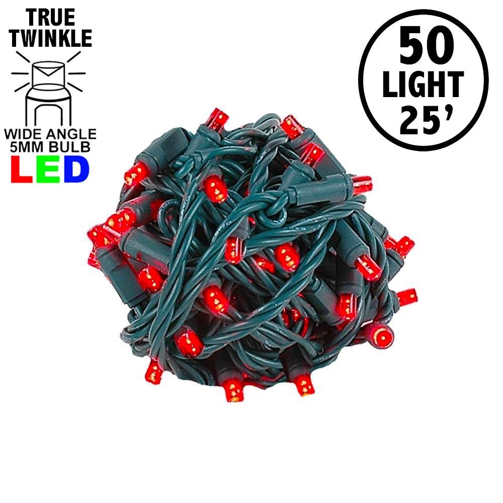 Picture of *NEW* True Twinkle LED Christmas Lights 50 LED Red 25' Long Green Wire