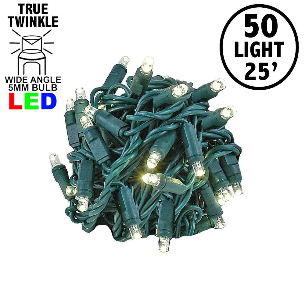 Picture of *NEW* True Twinkle LED Christmas Lights 50 LED Warm White 25' Long Green Wire