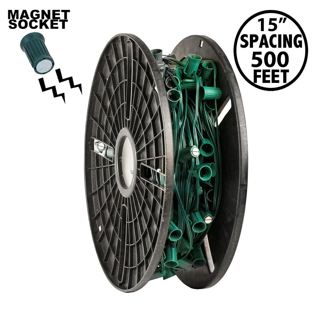 Picture of C9 Magnetic 500' Spool 15" Spacing Green Wire
