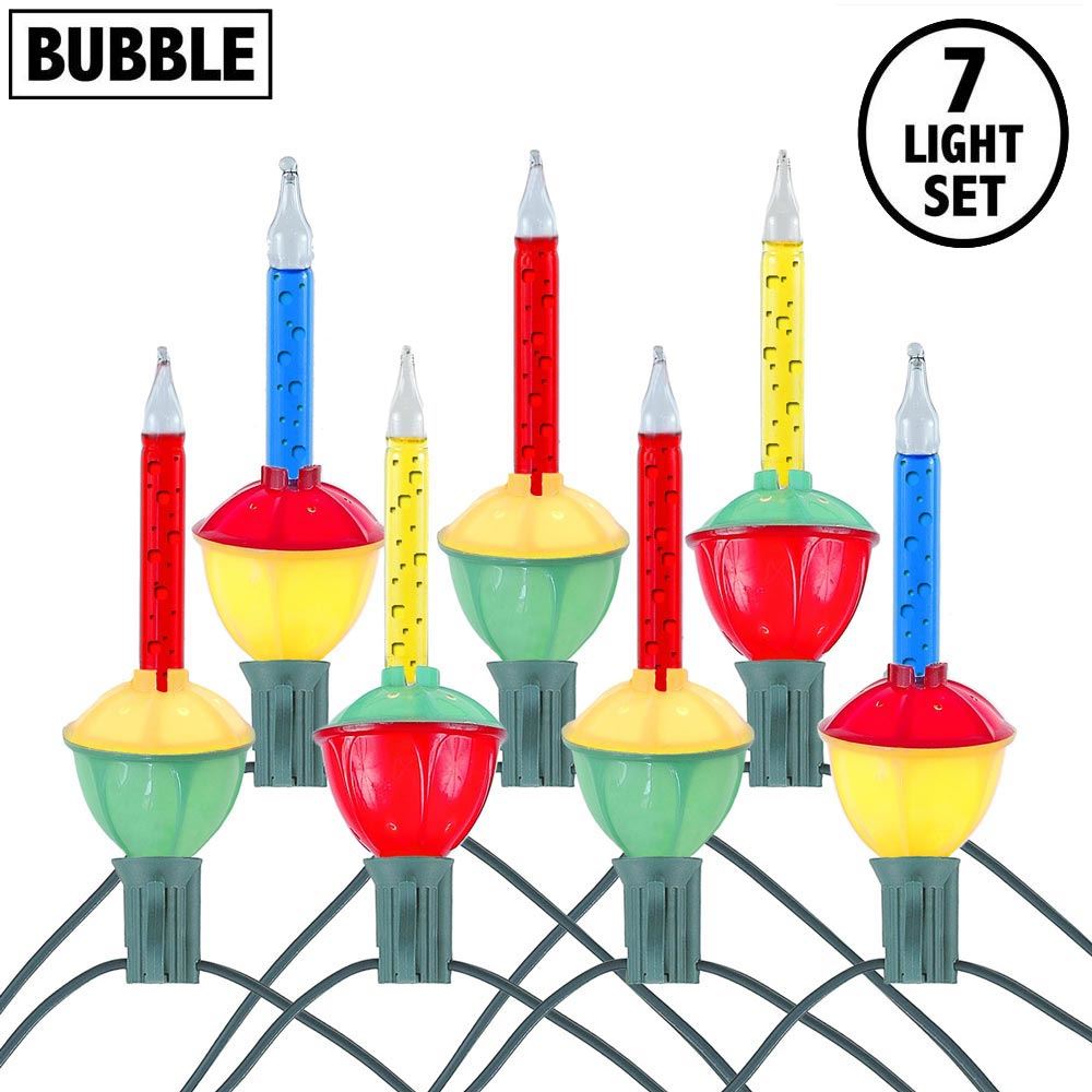 Picture of Traditional Bubble Light Set 7 Lamps Red/Blue/Yellow