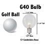 Picture of 25 LED Filament G40 Globe String Light Set with Warm White Bulbs on White Wire