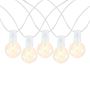 Picture of 50 LED Filament G40 Globe String Light Set with Warm White Bulbs on White Wire