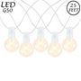 Picture of 25 LED Filament G50 Globe String Light Set with Warm White Bulbs on White Wire