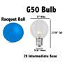 Picture of 50 LED Filament G50 Globe String Light Set with Warm White Bulbs on White Wire