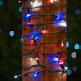 Picture of Commercial Grade Wide Angle 50 LED Red/White/Blue 25' Long on Green Wire