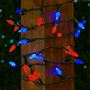 Picture of Red and Blue 70 LED C6 Strawberry Mini Lights Commercial Grade Green Wire