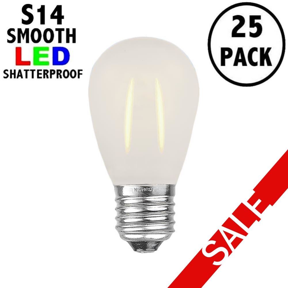 Picture of Frosted Warm White S14 LED Plastic Filament Medium Base e26 Bulbs  - 25pk
