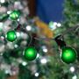 Picture of 25 G40 Globe String Light Set with Green Satin Bulbs on Black Wire