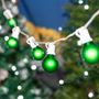 Picture of 25 G40 Globe String Light Set with Green Satin Bulbs on White Wire