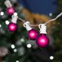 Picture of 100 G40 Globe String Light Set with Purple Satin Bulbs on White Wire