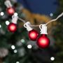 Picture of 100 G40 Globe String Light Set with Red Satin Bulbs on White Wire