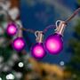 Picture of 25 G40 Globe String Light Set with Purple Satin Bulbs on Brown Wire