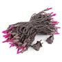 Picture of Pink Christmas Mini Lights 100 Light 50 Feet Long on Brown Wire