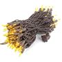 Picture of Yellow Christmas Mini Lights 100 Light 50 Feet Long on Brown Wire