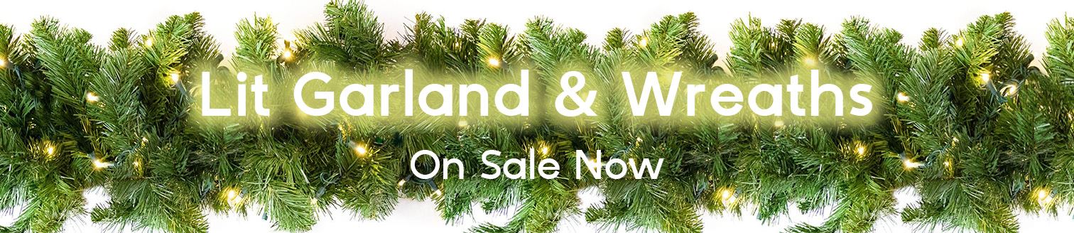 Lit Garland & Wreaths on sale now