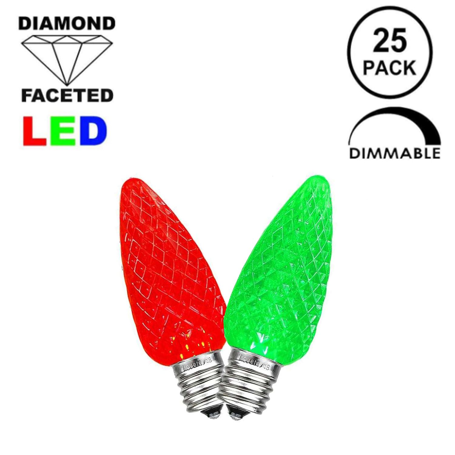 Picture of Red/Green C7 LED Replacement Bulbs 25 Pack