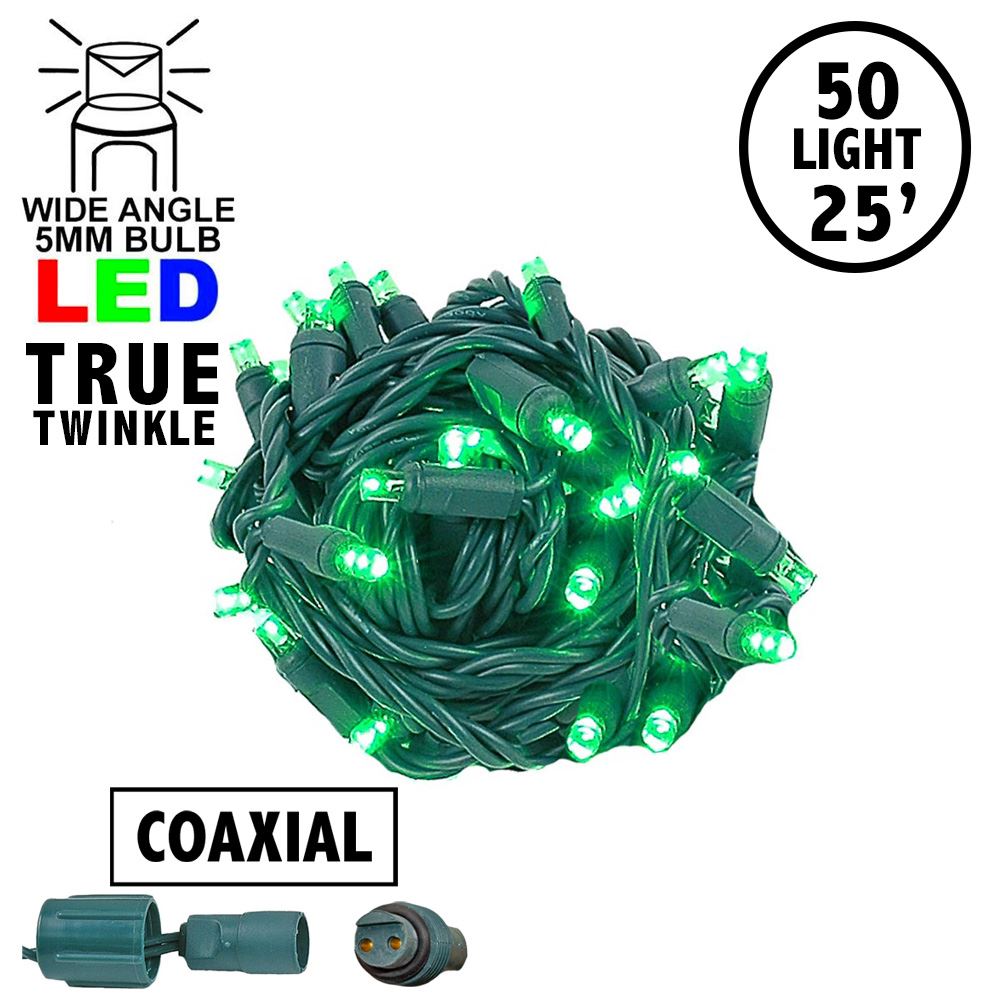 Picture of *NEW* True Twinkle Coaxial 50 LED Green 6" Spacing Green Wire