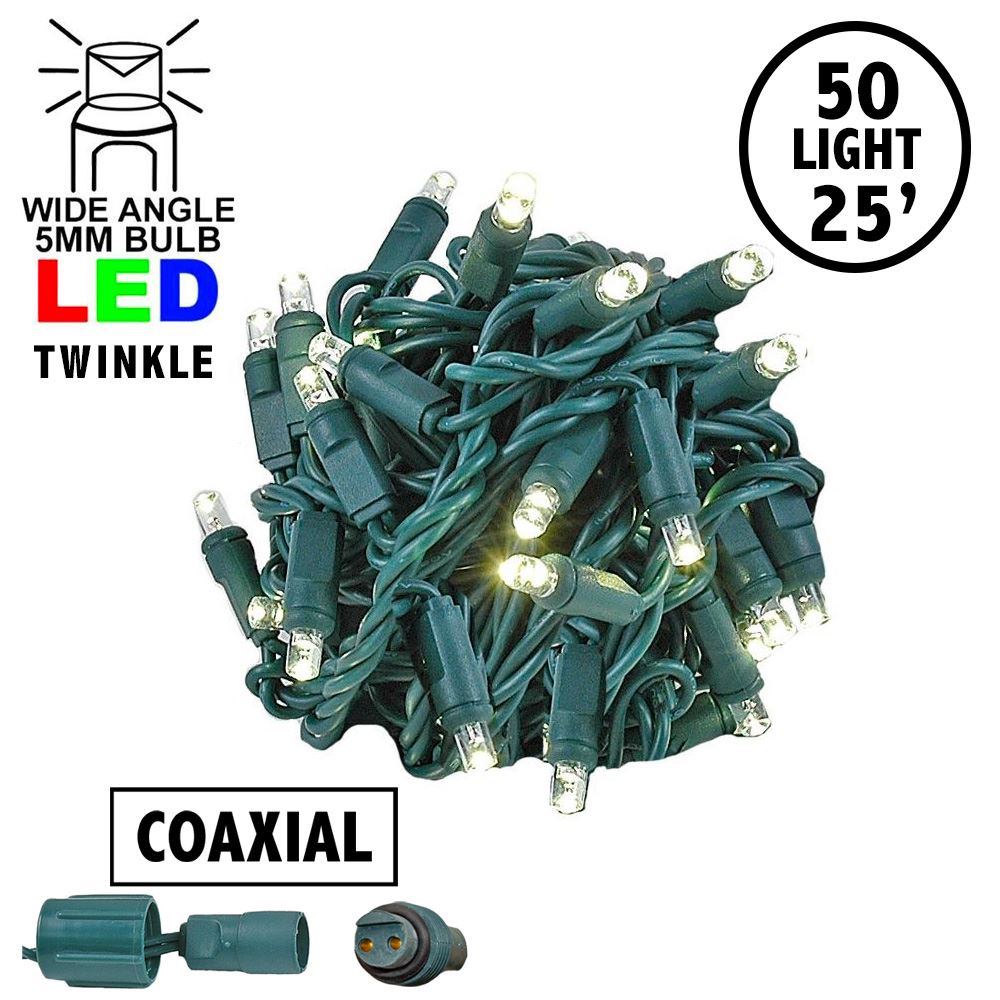 Picture of Twinkling Coaxial 50 LED Warm White 6" Spacing Green Wire