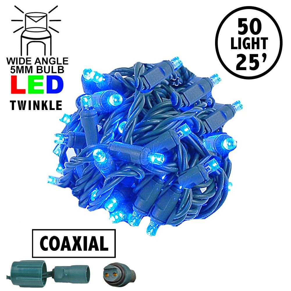 Picture of Twinkling Coaxial 50 LED Blue 6" Spacing Green Wire