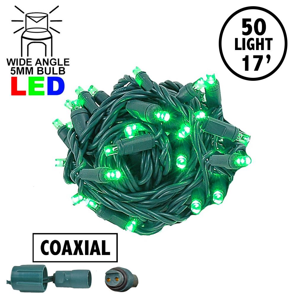 Picture of Coaxial 50 LED Green 4" Spacing Green Wire