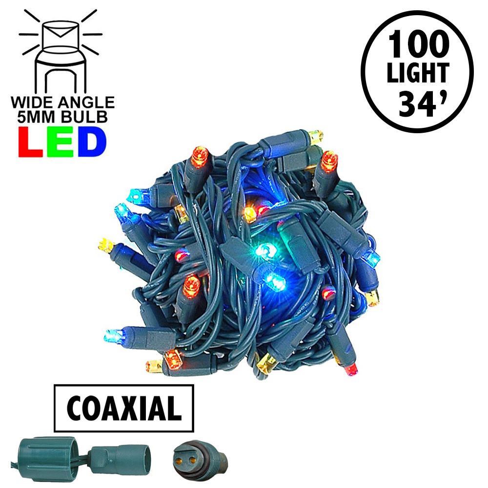 Picture of Coaxial 100 LED Multi 4" Spacing Green Wire