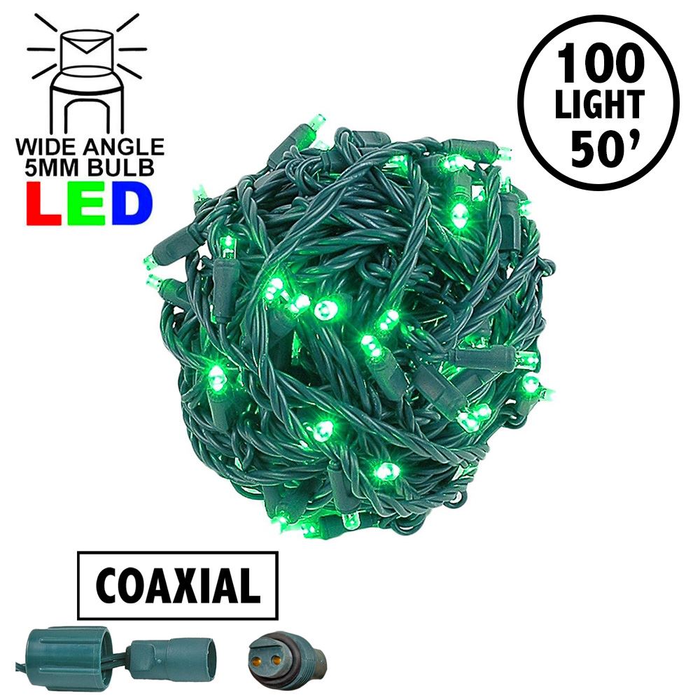 Picture of Coaxial 100 LED Green 6" Spacing Green Wire