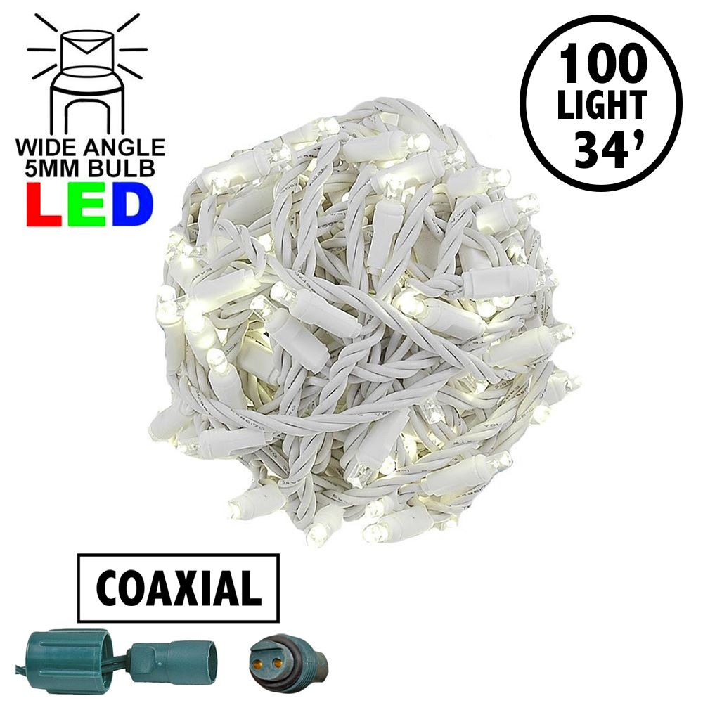 Picture of Coaxial 100 LED Warm White 4" Spacing White Wire
