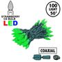 Picture of Coaxial Green 100 LED C6 Strawberry Mini Lights Commercial Grade on Green Wire