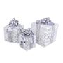 Picture of 8 in., 10 in. & 12 in. Glittered White Gift Boxes with 70 Cool White Twinkle LED Lights (Set of 3)