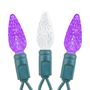 Picture of Purple and Pure White 70 LED C6 Strawberry Mini Lights Commercial Grade Green Wire