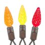 Picture of Yellow/Red/Orange 70 LED C6 Strawberry Mini Lights Commercial Grade on Brown Wire