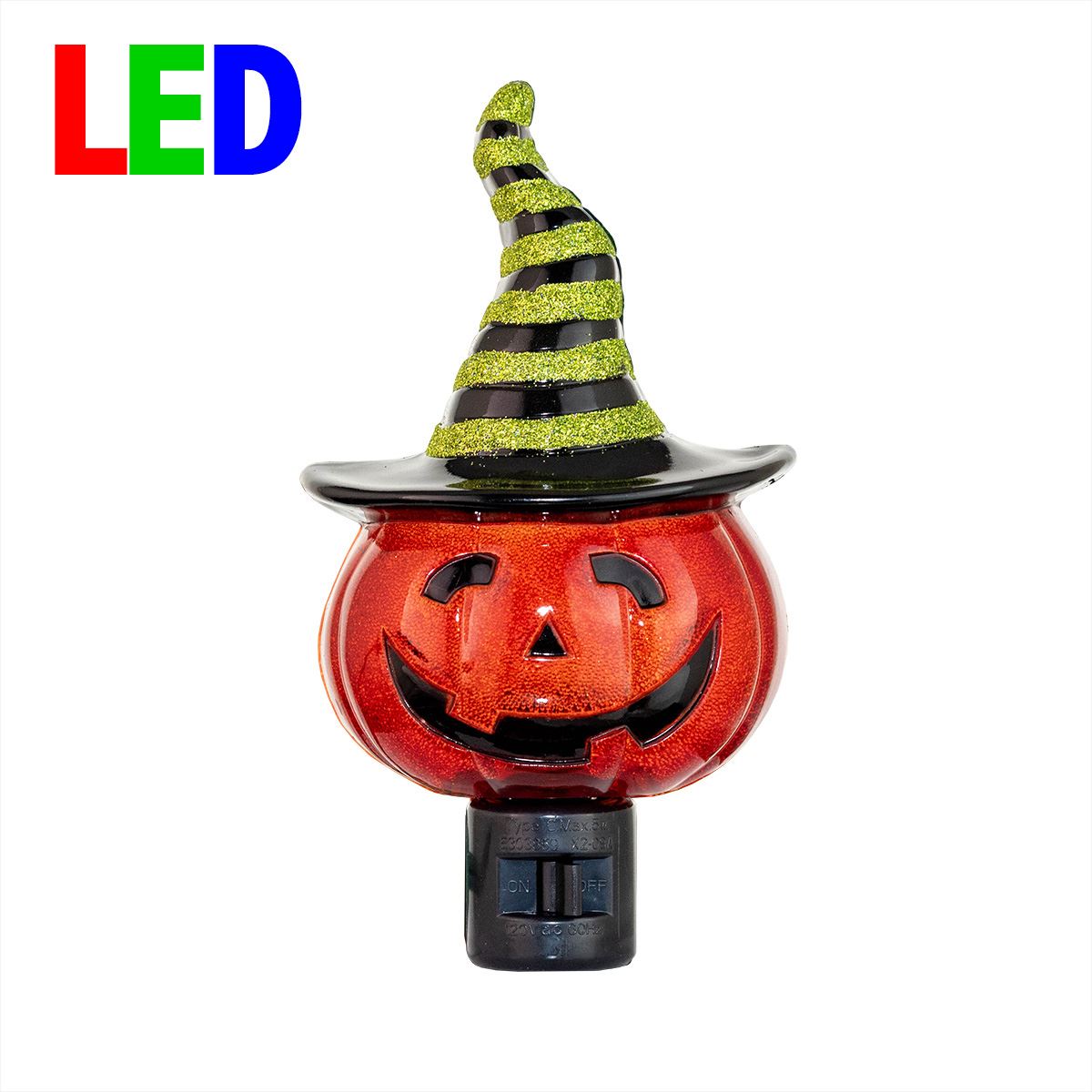 Picture of Halloween Night Light - Pumpkin in Witch Hat - Swivel Plug w/LED Bulb