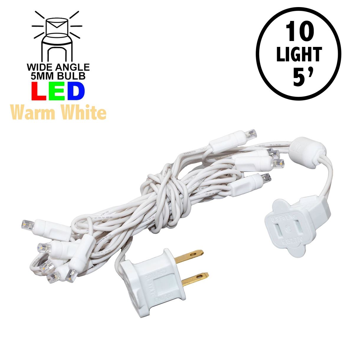 Picture of 10 Light Warm White LED Mini Lights White Wire