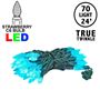 Picture of *NEW* True Twinkle Teal 70 LED C6 Strawberry Mini Lights Commercial Grade on Green Wire