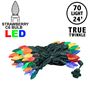 Picture of *NEW* True Twinkle Multi Color 70 LED C6 Strawberry Mini Lights Commercial Grade on Green Wire